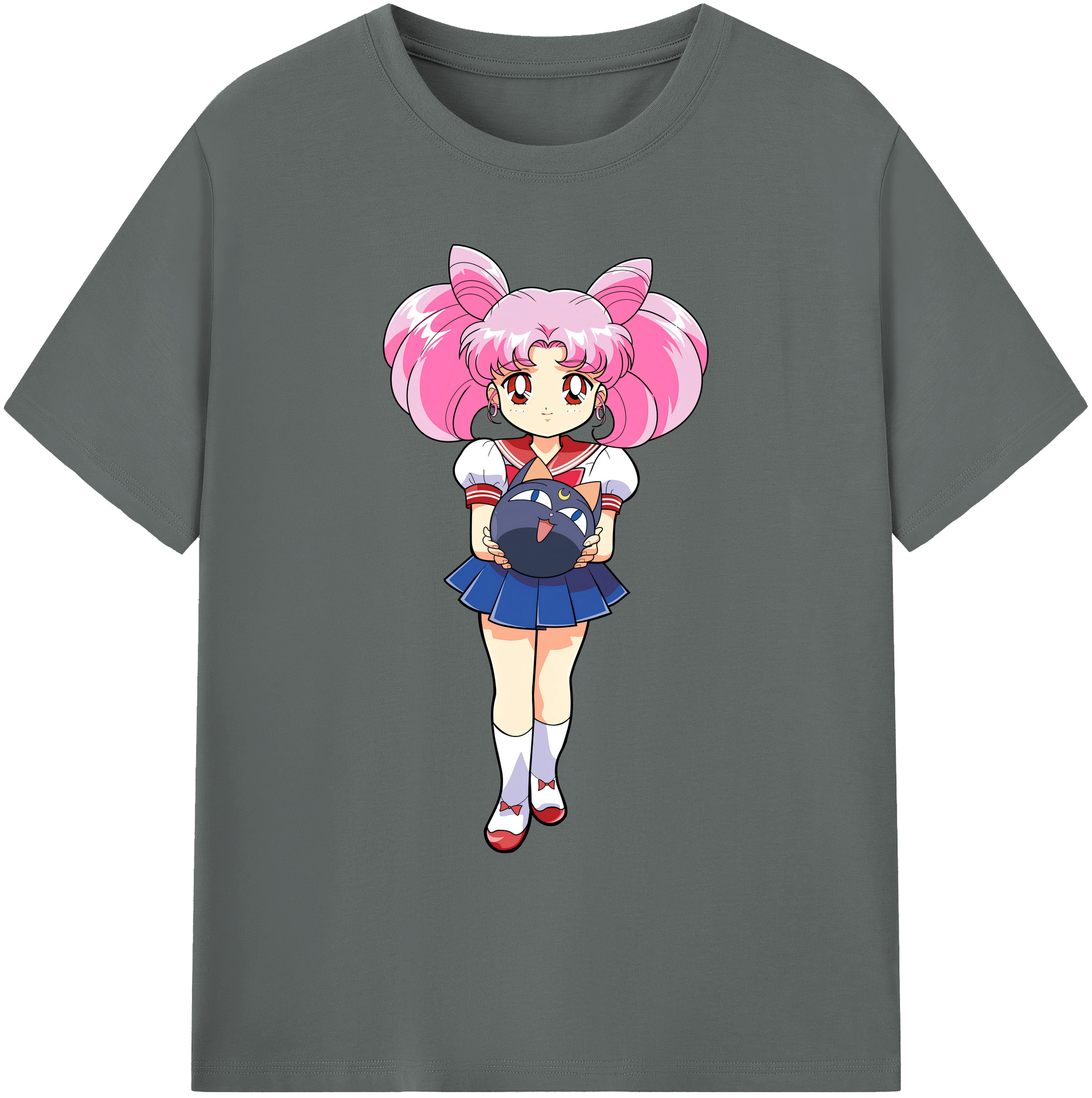 （画像用） 美少女戦士セーラームーン ちびうさ Sailor Moon Chibiusa Tsukino Usagi Small Lady Serenity 綿100％ メンズ半袖Tシャツ｜肌触りやわらか＆通気性